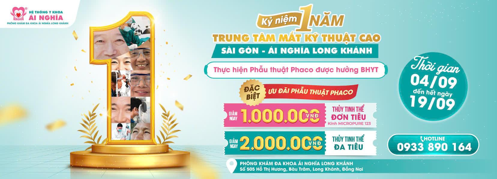 Ưu đãi Khám và Phẫu thuật Phaco nhân kỷ niệm 1 năm Trung tâm Mắt PT Phaco được hưởng BHYT.