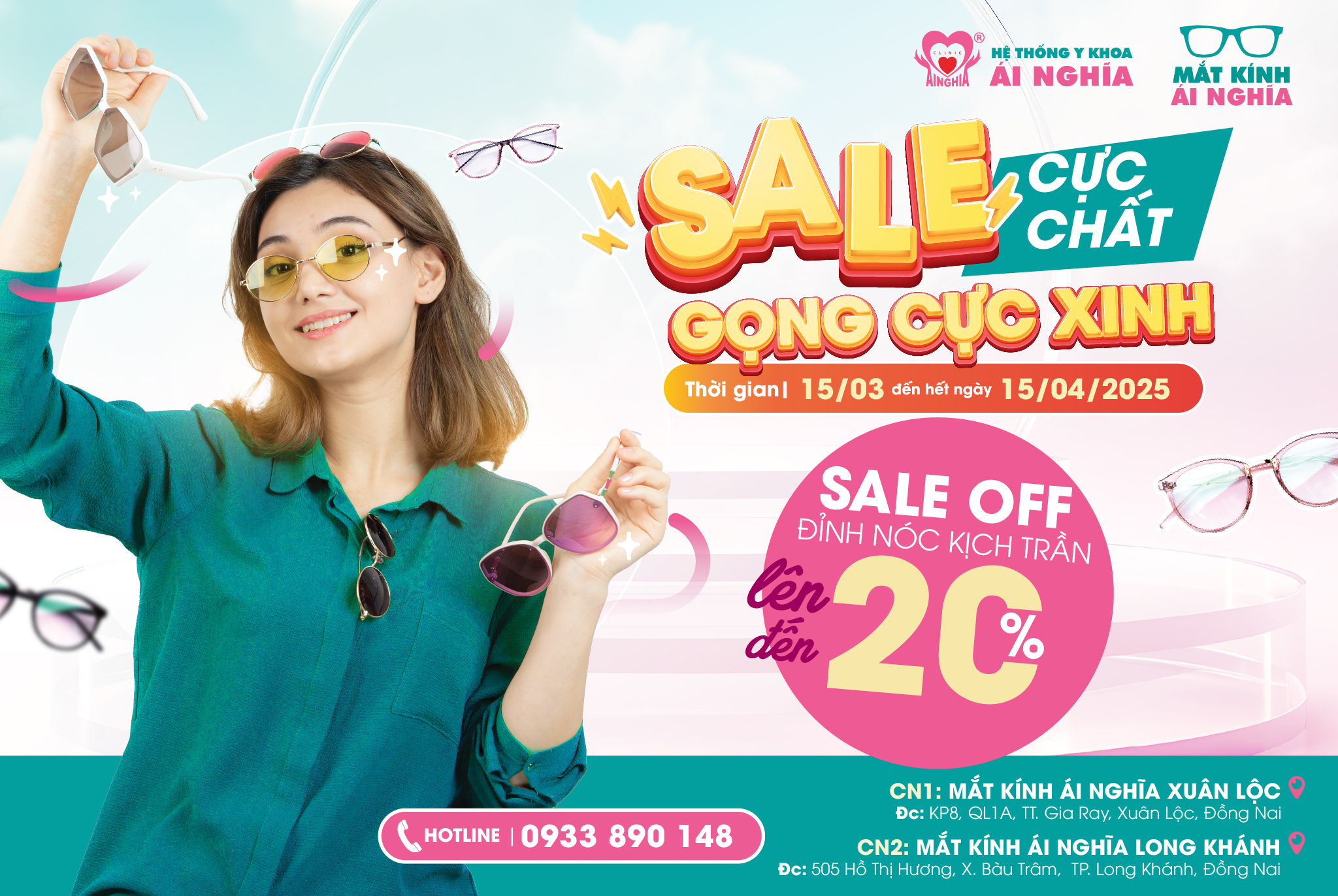 Chương trình ưu đãi: Miễn phí khám mắt và giảm giá gọng kính "Sale cực chất – gọng cực xinh"